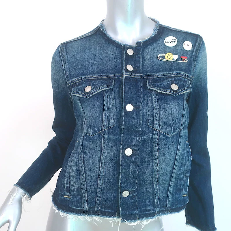 AMO Lola Jean Jacket with Pins True Blue Cotton Size Small NEW