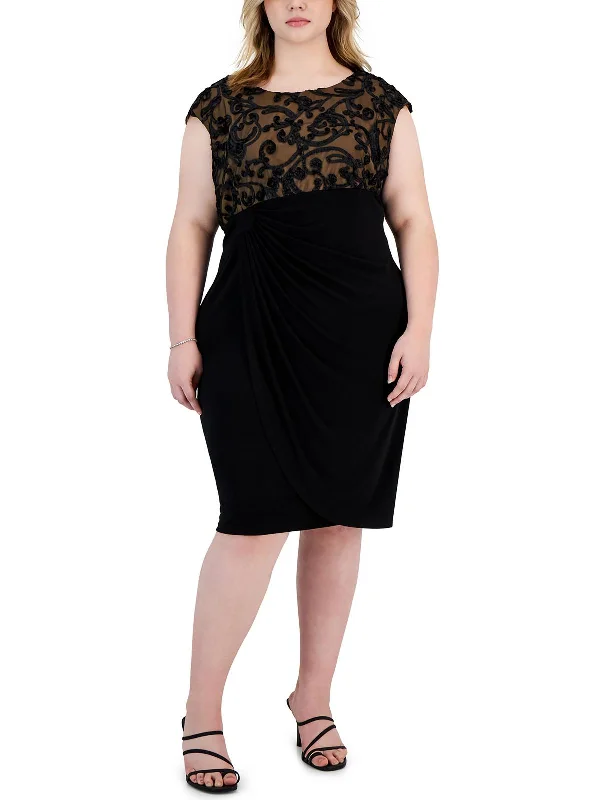 Plus Womens Semi-Formal Knee-Length Cocktail And Party Dress