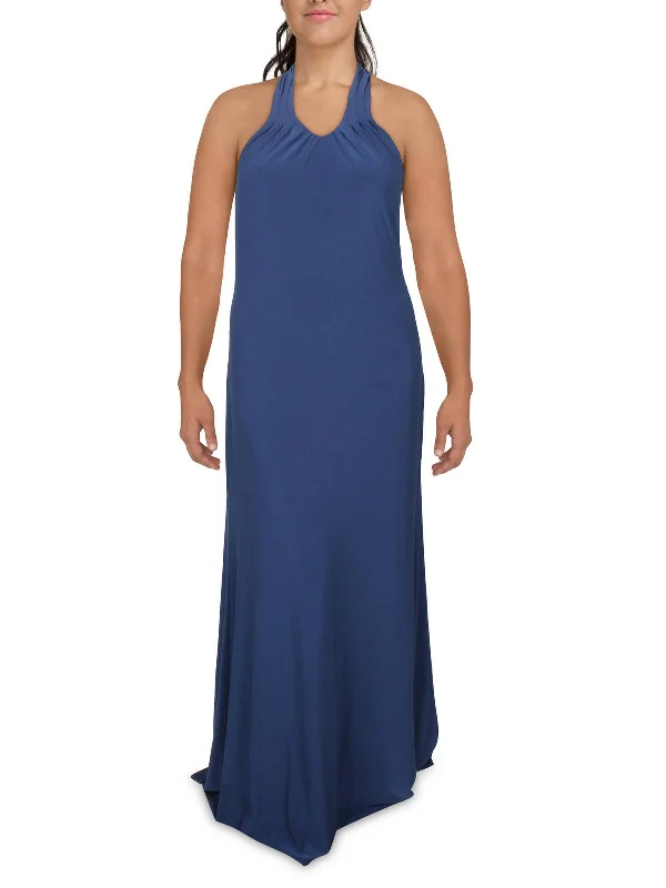 Plus Womens Jersey Halter Evening Dress