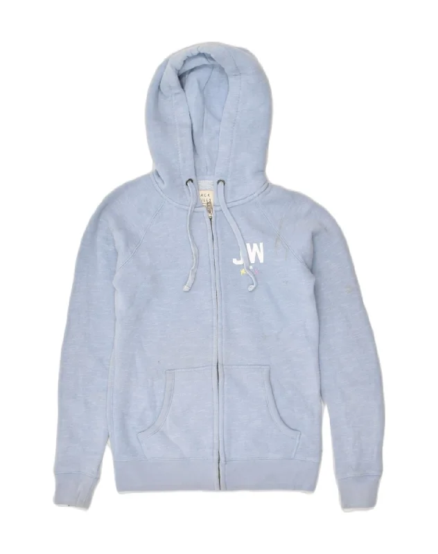 JACK WILLS Womens Zip Hoodie Sweater UK 6 XS Blue Cotton