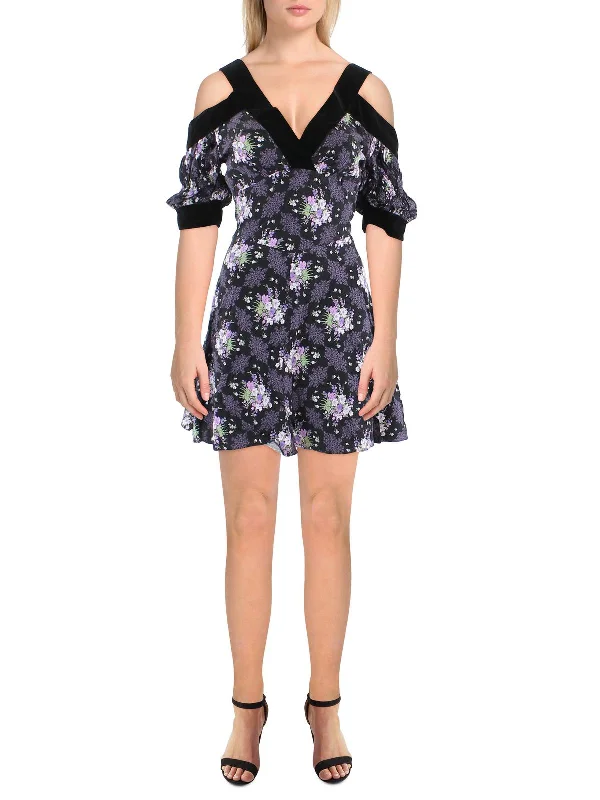 Womens Floral Short Mini Dress