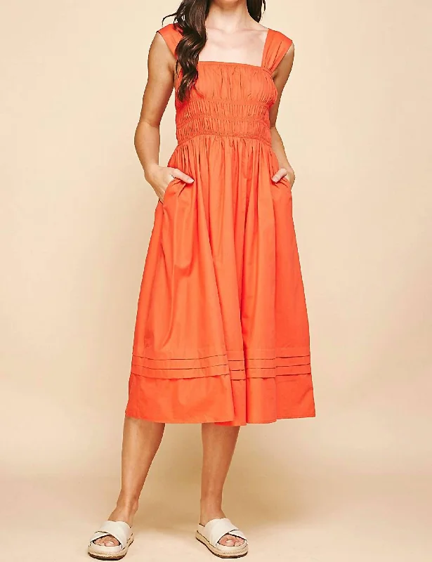 Tigers Midi Dress In Orange