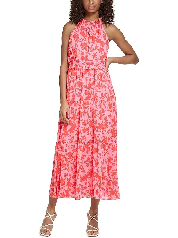 Womens Floral Print Long Maxi Dress