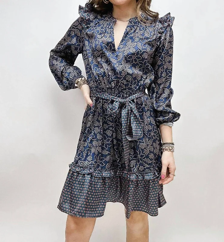 Current Air Mindy Mini Dress In Navy Multi Floral