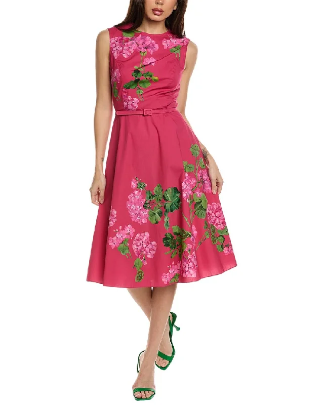 Oscar de la Renta Degrade Geranium Poplin A-Line Dress