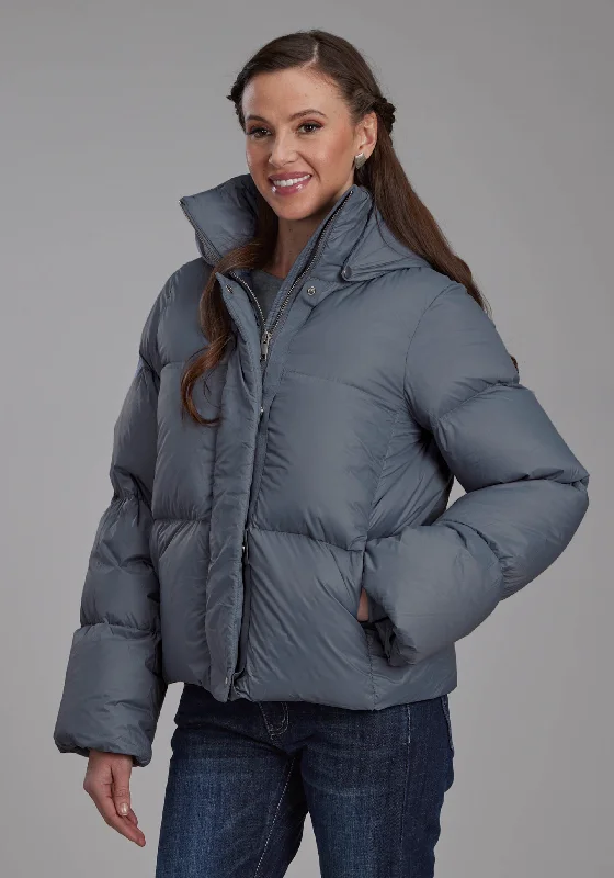 2165 SILVER BLUE NYLON DWN PUFFER COAT