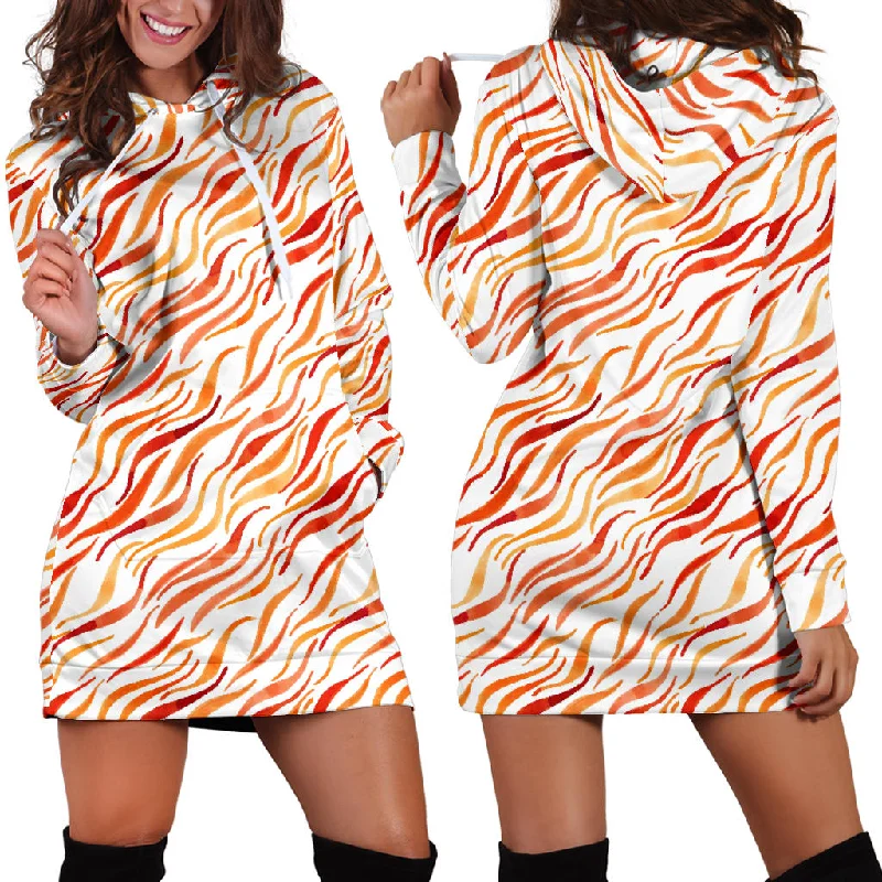 Fire Flame Watercolor Pattern Women'S Hoodie Dress