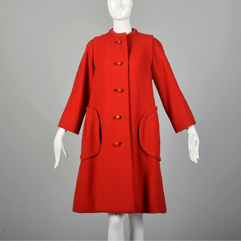 Medium 1960s Red Pauline Trigere Winter Coat