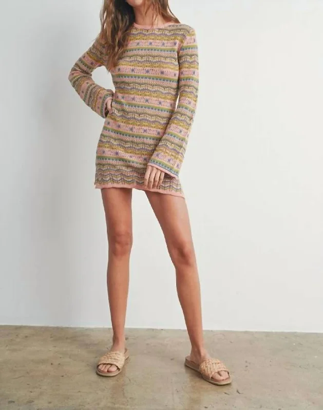 Zoey Sweater Dress In Mauve Multi