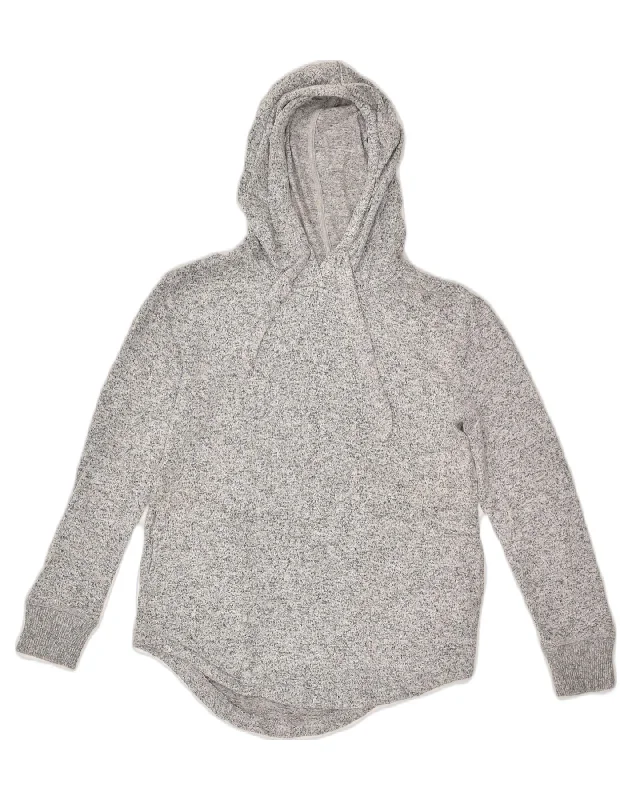 FAT FACE Womens Longline Hoodie Jumper UK 8 Small  Grey Flecked Viscose