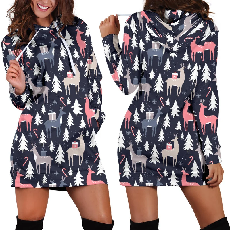 Deers Winter Christmas Pattern Women'S Hoodie Dress