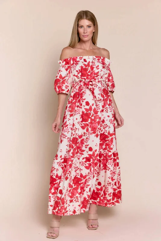 Rosa Aria Dress In Red And White