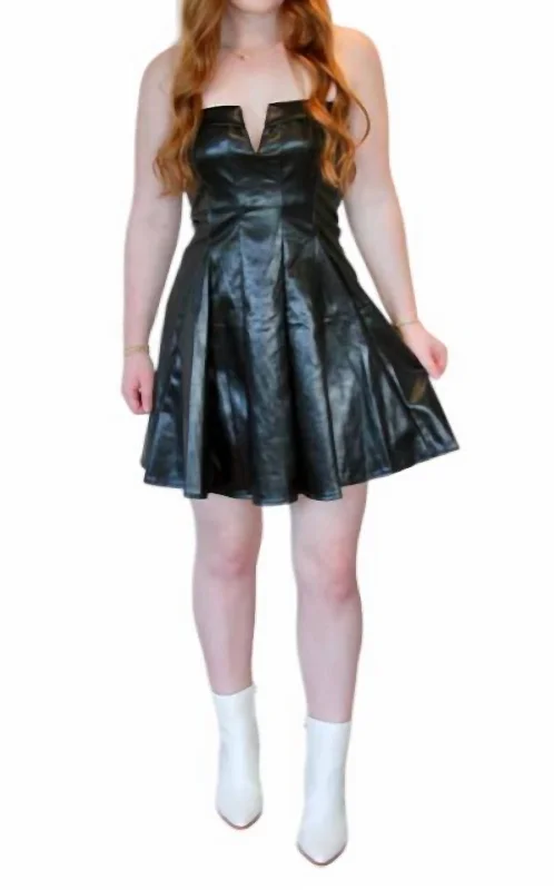 Alex Faux Leather Dress In Black