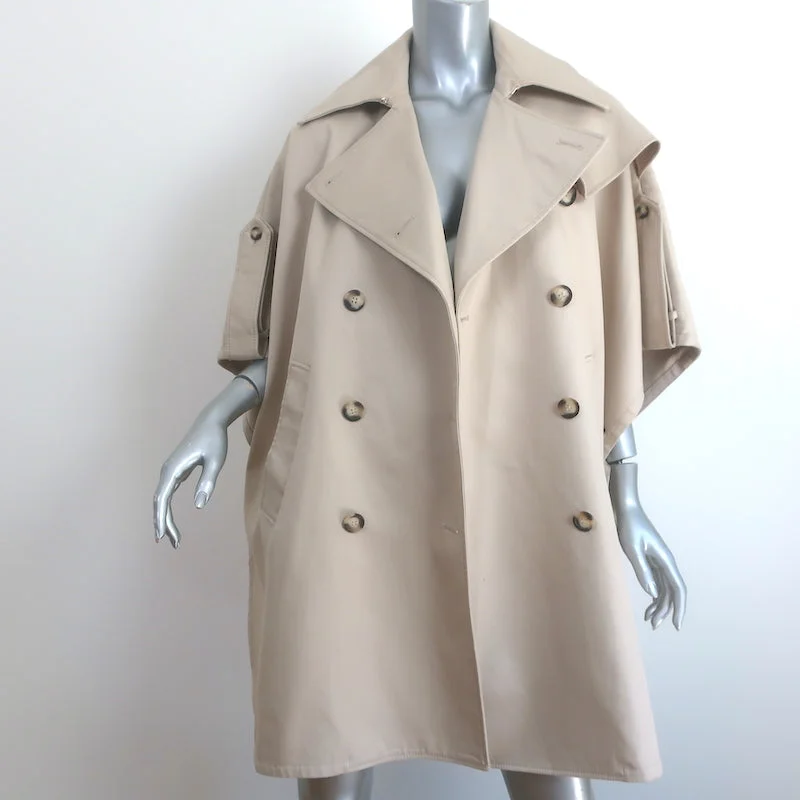 Max Mara Pernice Trench Coat Cape Beige Cotton One Size