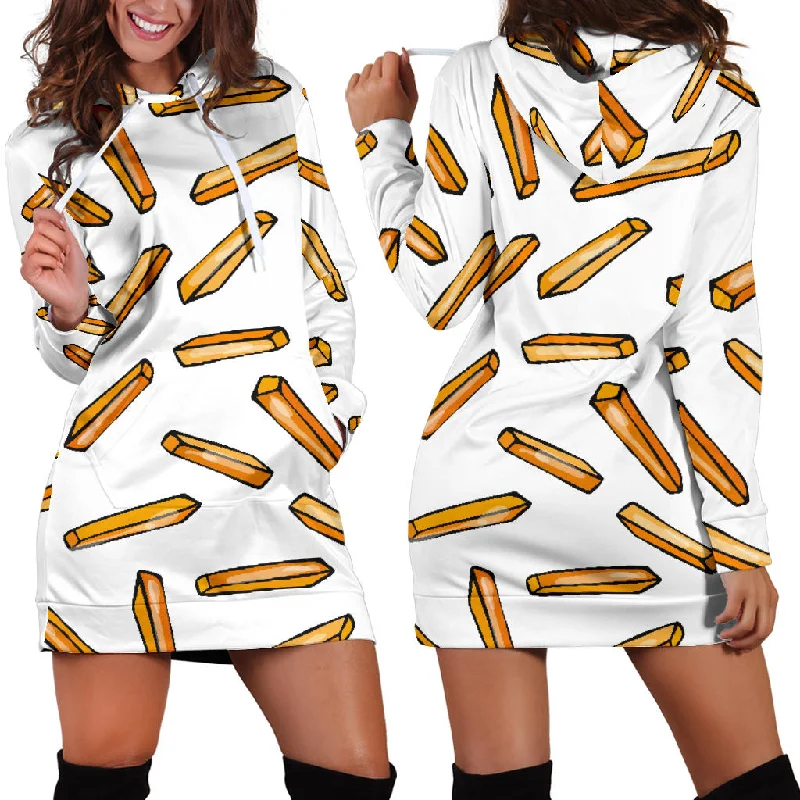 French Fries Potato Pattern Women'S Hoodie Dress