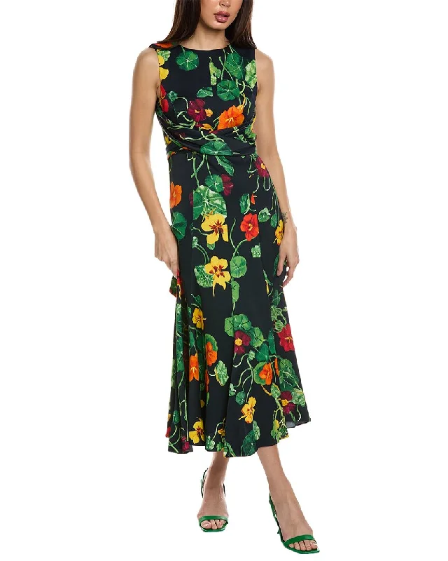 Oscar de la Renta Nasturtium Satin Back Maxi Dress