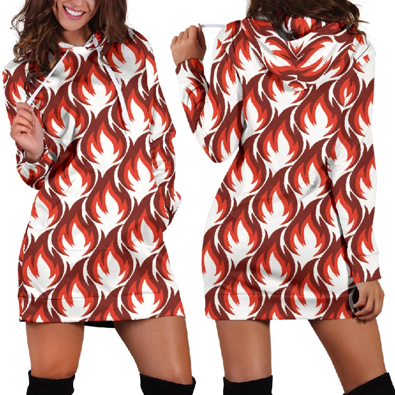 Fire Flame Symbol Design Pattern Women'S Hoodie Dress