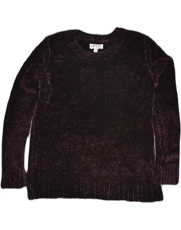 ORVIS Womens Fleece Jumper UK 16 Large Maroon Polyester