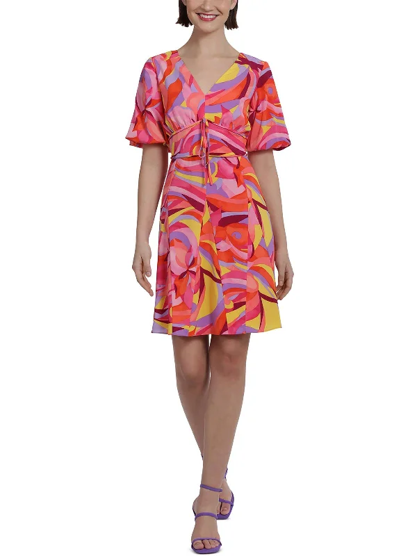 Womens Printed Short Fit & Flare Dress