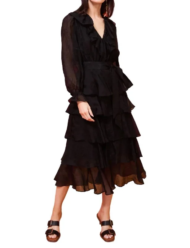 Tessa Tiered Maxi Dress In Black