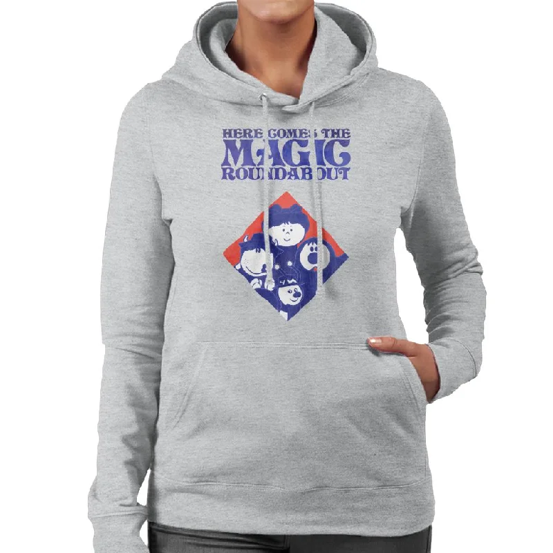 The Magic Roundabout Retro Blue Tone Diamond Women's Hooded Sweatshirt