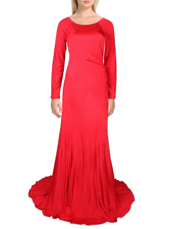 Womens Jersey Low Back Evening Dress