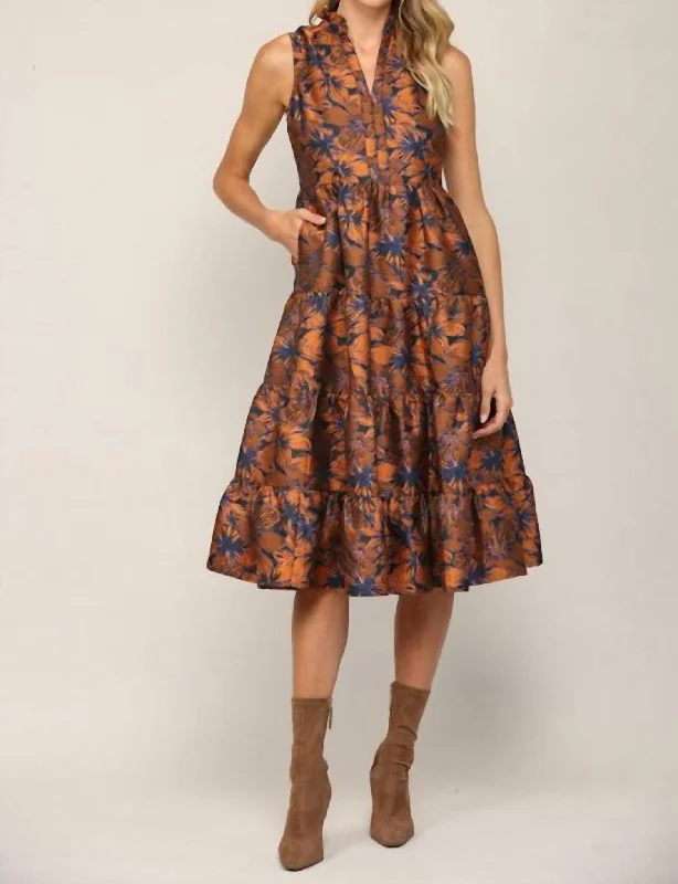 Archer Midi Dress In Rust