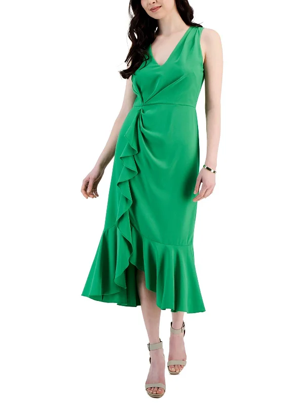 Womens Midi Gathered Midi Dress