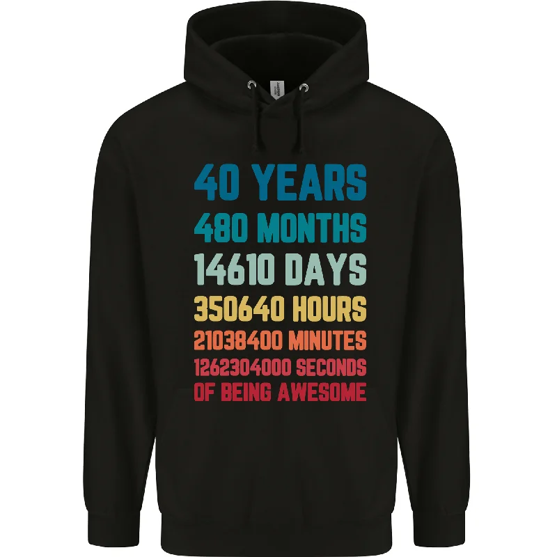 40th Birthday 40 Year Old Mens 80% Cotton Hoodie