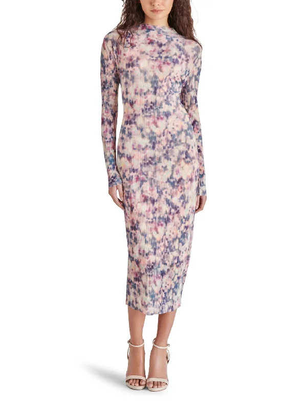 Maya Floral Blur Dress In Multi Color