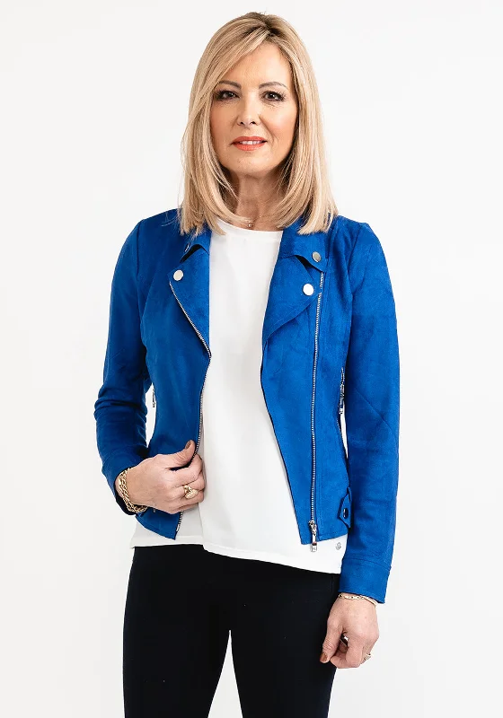 Seventy1 Faux Suede Biker Jacket, Royal Blue