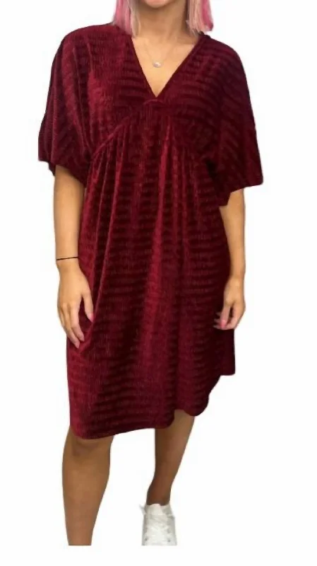 All Is Calm Mini Dress In Velvet Wine