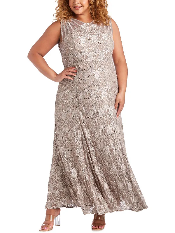 Plus Womens Lace Long Evening Dress