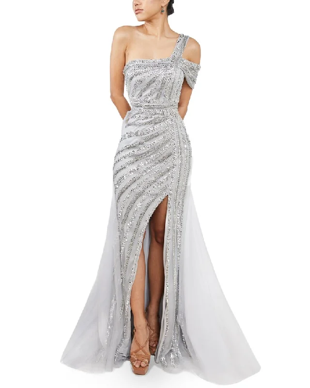 Terani One Shoulder Beaded Dress