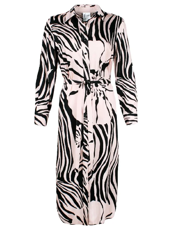 Tiger Alex Shirt Dress In Pale Pink/black