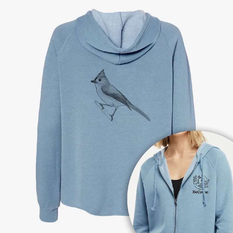 Tufted Titmouse - Baeolophus bicolor - Women's Cali Wave Zip-Up Sweatshirt