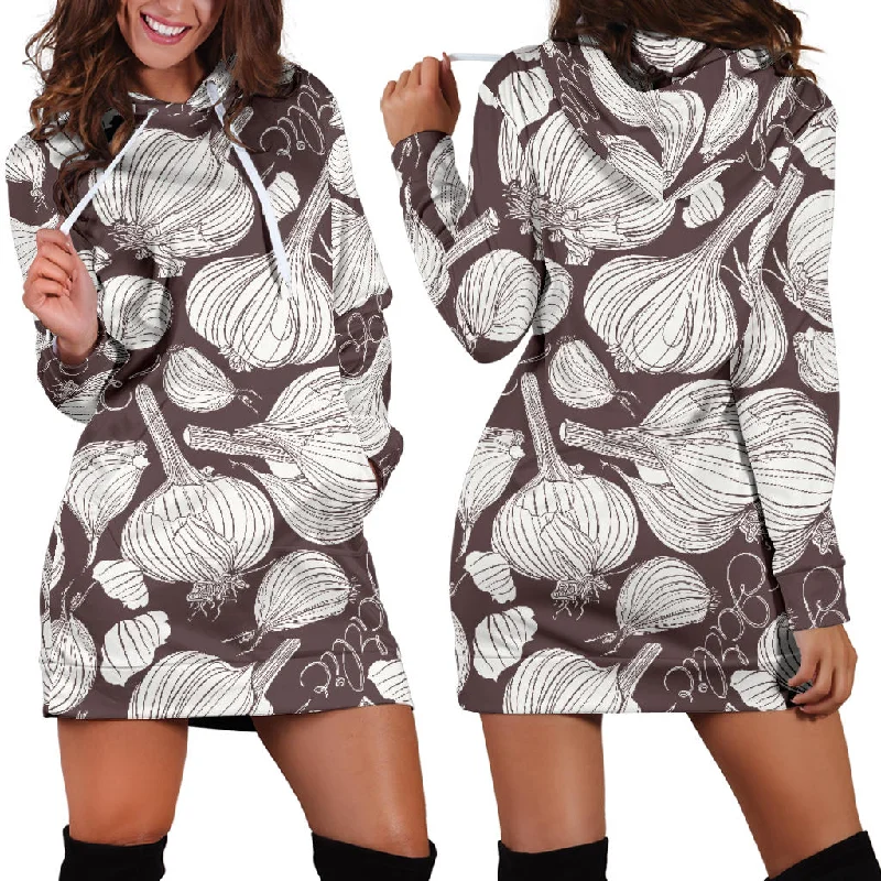 Garlic Bulb Dark Background Women'S Hoodie Dress