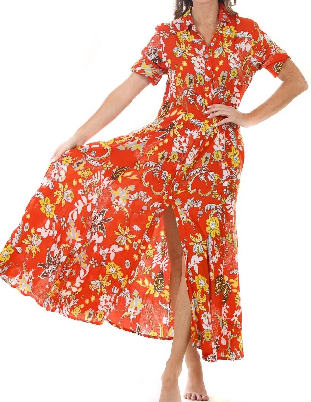 Princess Dress In Orange Floral