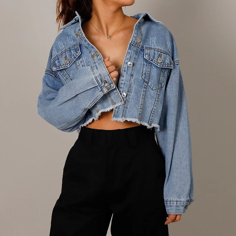 Cropped Denim Jacket | Women Jean Jacket | Denim Trucker Jacket | Women Denim Jacket | Blue Denim Jacket | Short Jean Jacket | Casual Jacket