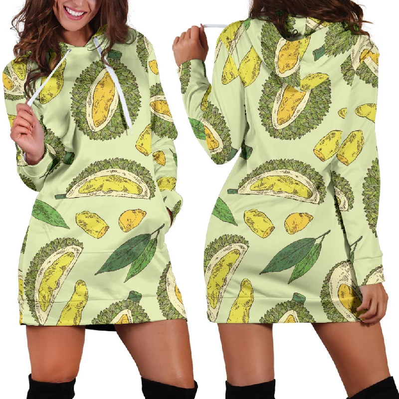 Durian Leaves Pattern Background Women'S Hoodie Dress