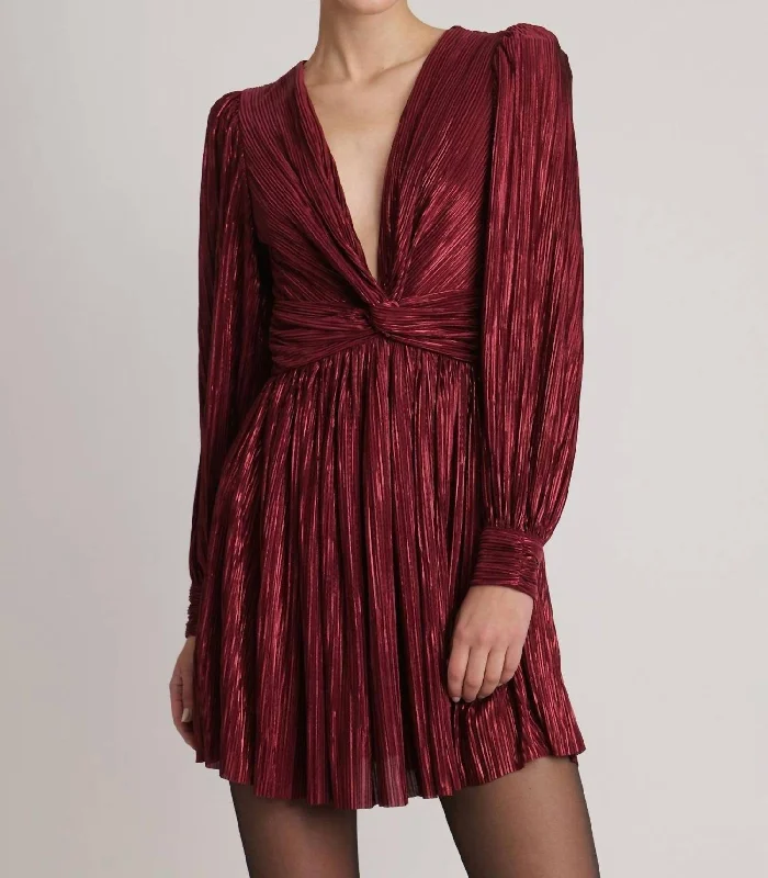 Adi Mini Dress In Ruby Wine