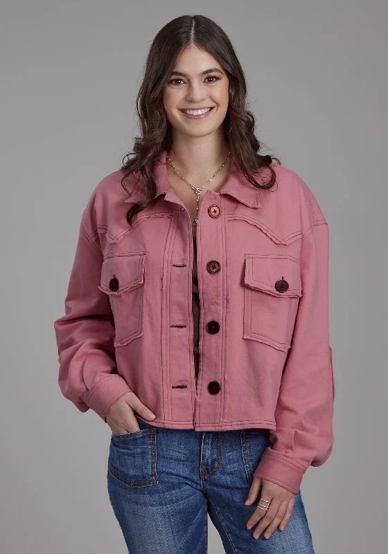 2272 DUSTY PINK FLEECE CROPPED JACKET