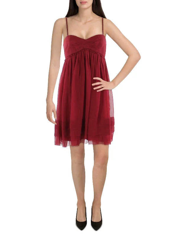 Womens Chiffon Tiered Mini Dress