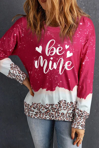 BE MINE Leopard Round Neck Ladies Sweatshirt