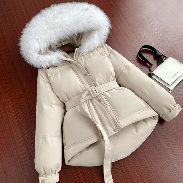 Beige Coat White Fur