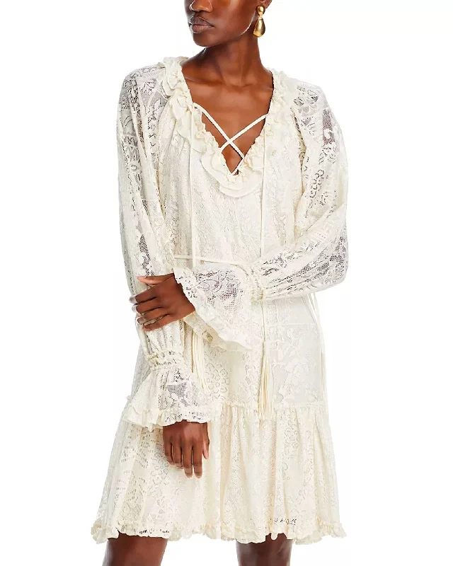 Senna Lace Peasant Dress In Antique