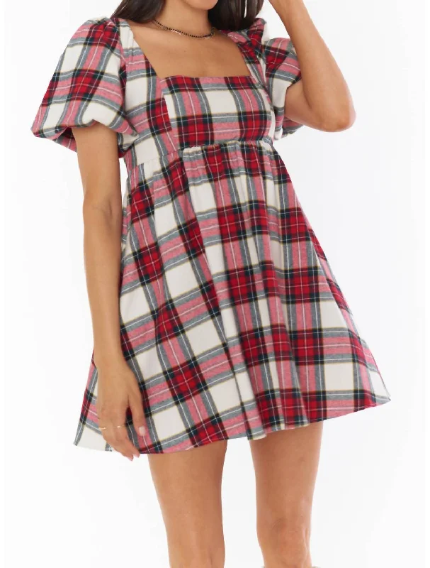 Smitten Baby Doll Dress In Winter Plaid