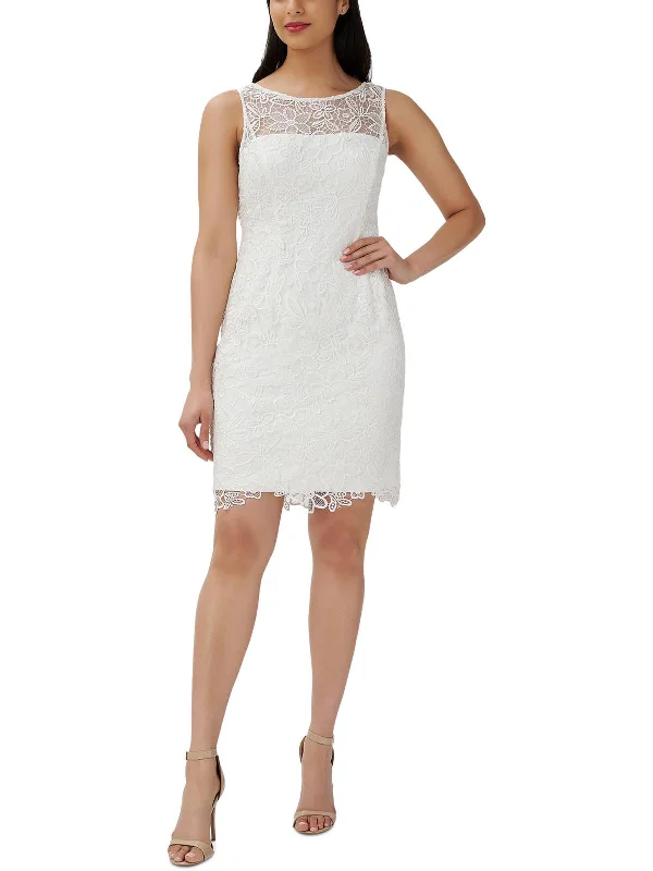 Womens Lace Knee Length Sheath Dress