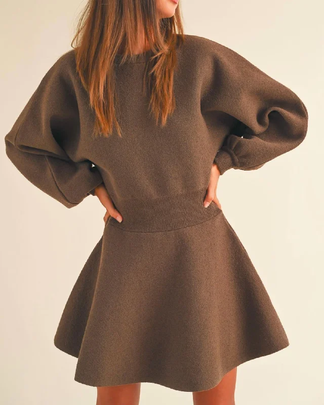 Bear Sweater Dress In Brown