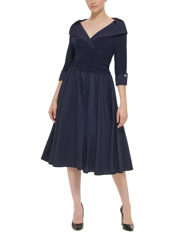 Womens Party Midi Fit & Flare Dress